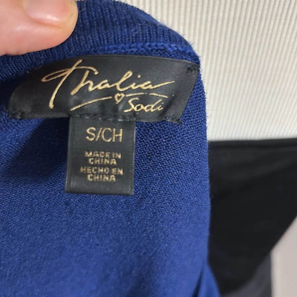 Blue V-Neck Sweater with Stud Accents - Image 6