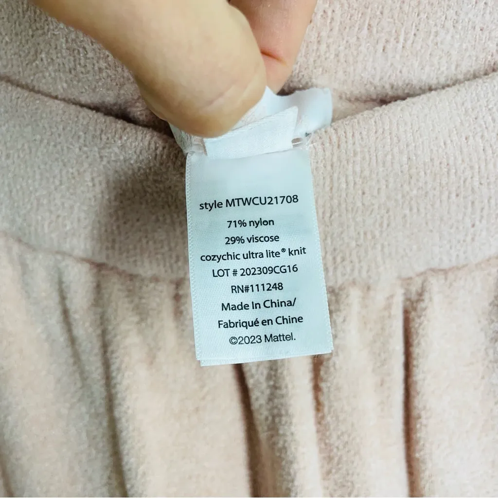 Barefoot Dreams x Barbie Cozy Chic Ultra Lite Sweatpants Light Rose Pink XS - Image 11