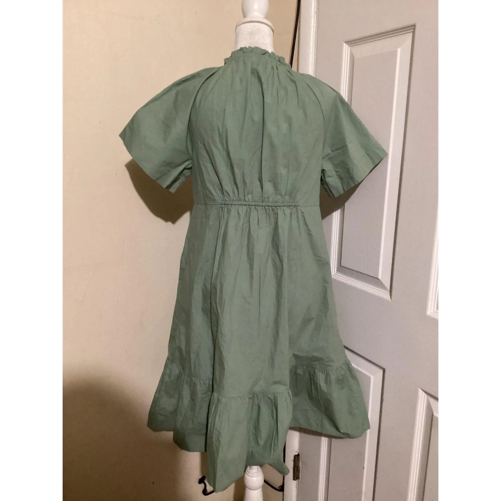 A Pea In The Pod Dress Womens XS Short Sleeve Ruffle Neckline Pockets Casual - Image 3