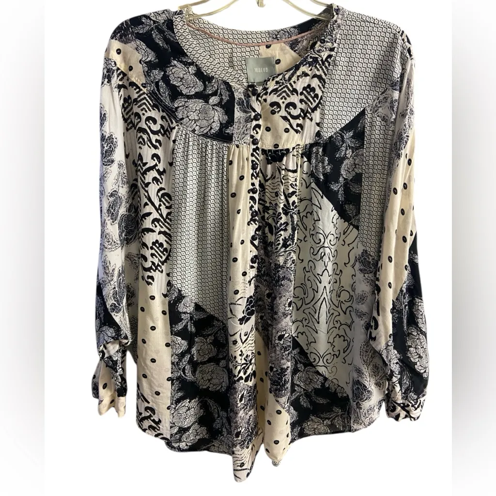 Maeve  Linden patchwork batwing pop over blouse Large - Image 3