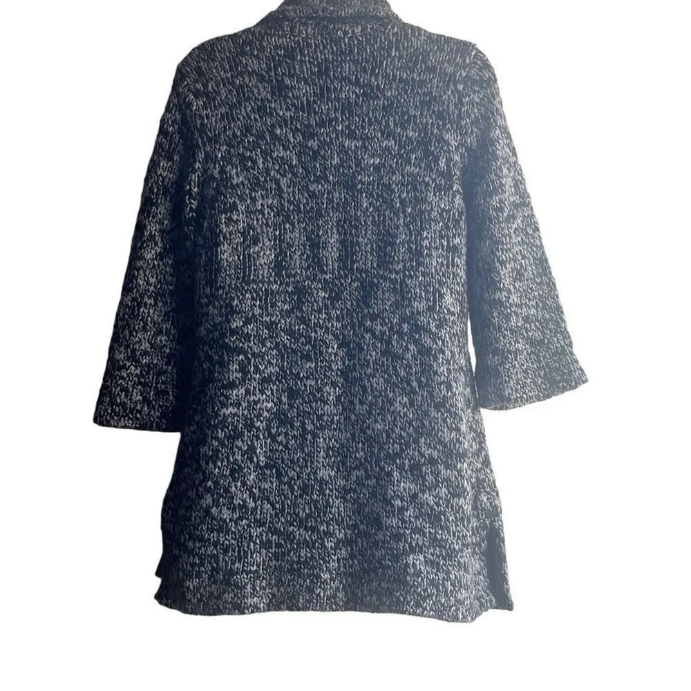 Pendleton Black Gray Marled Sweater Coat 3 Button Med Petite Wool Blend Grandma - Image 2