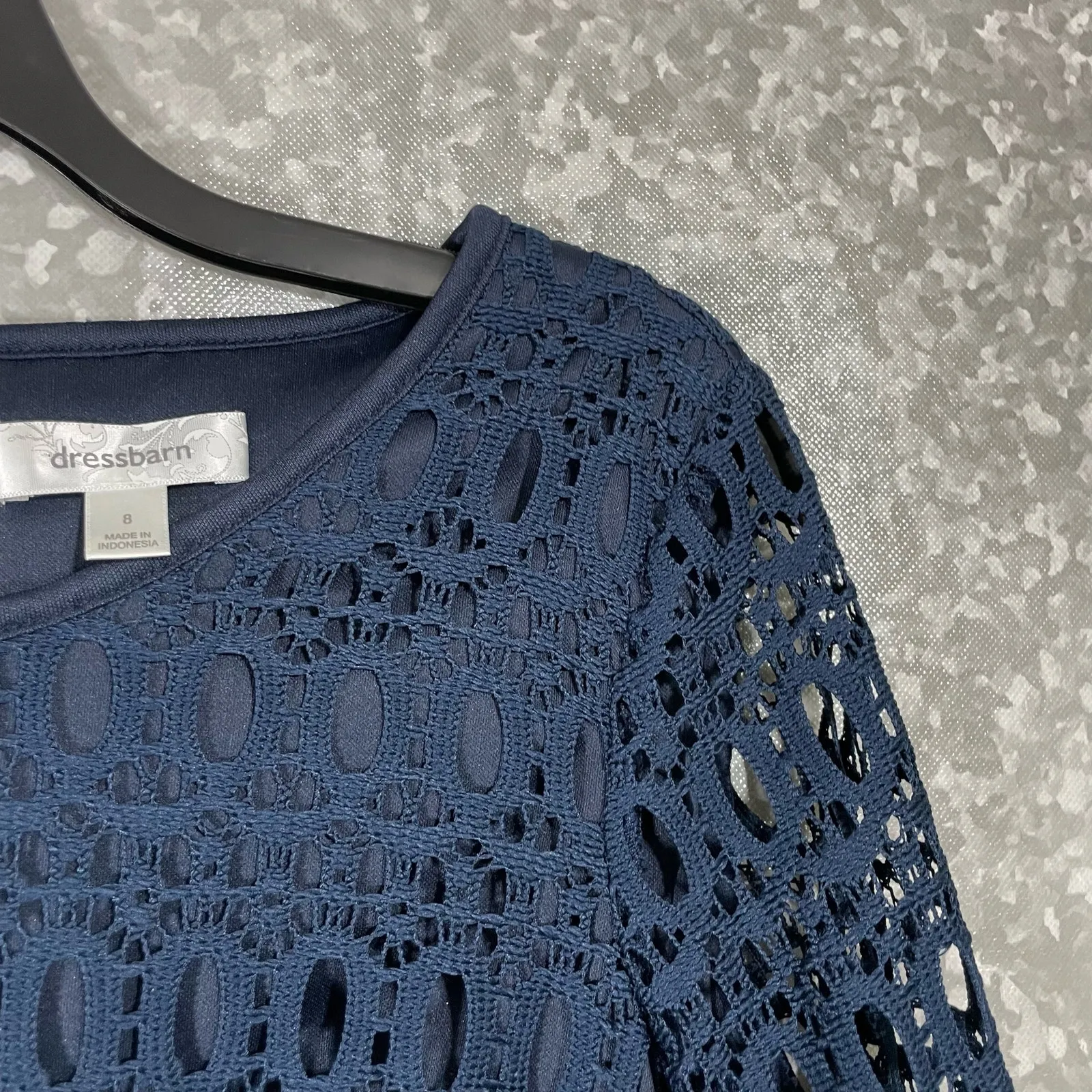 Dressbarn Women's Navy Blue Cottagecore Romantic Lace Dress - Size 8 - Ribbon - Image 2