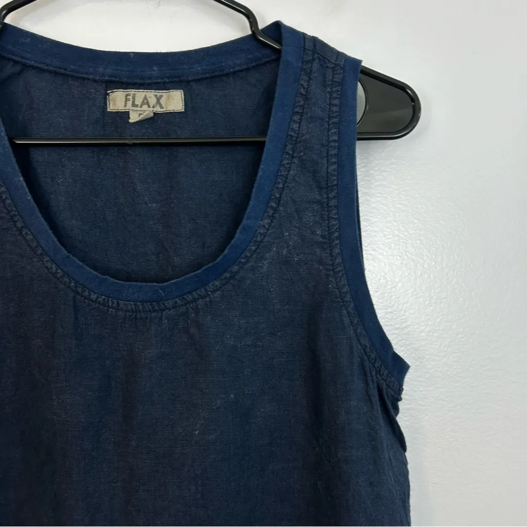 FLAX 100% Linen Sleeveless Fit & Flare Asymetrical Midi Dress Size P/XS 4/6 - Image 5