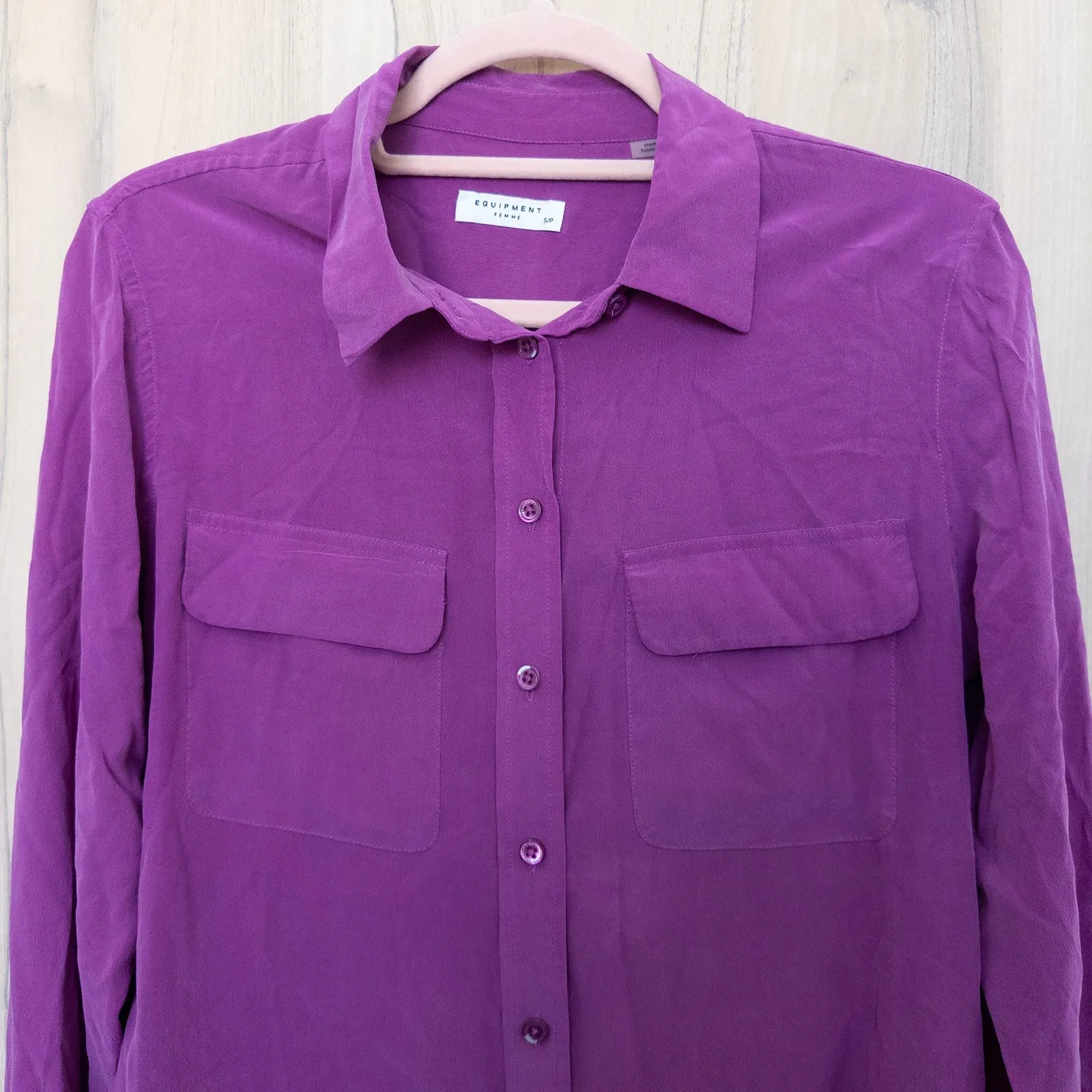 Equipment Femme Silk Shirt Size S Pink Button Down Blouse Office Chic Quiet Luxe - Image 2