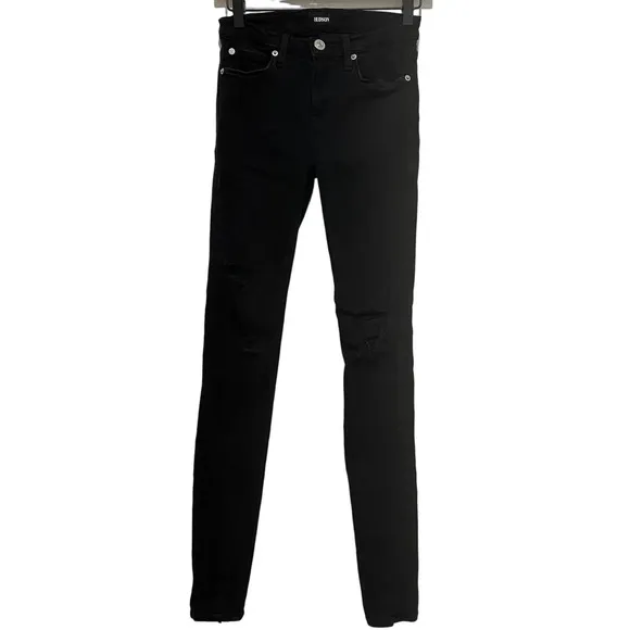 Hudson Nico Midrise Super Model Super Skinny Black Distressed 25 - Image 18