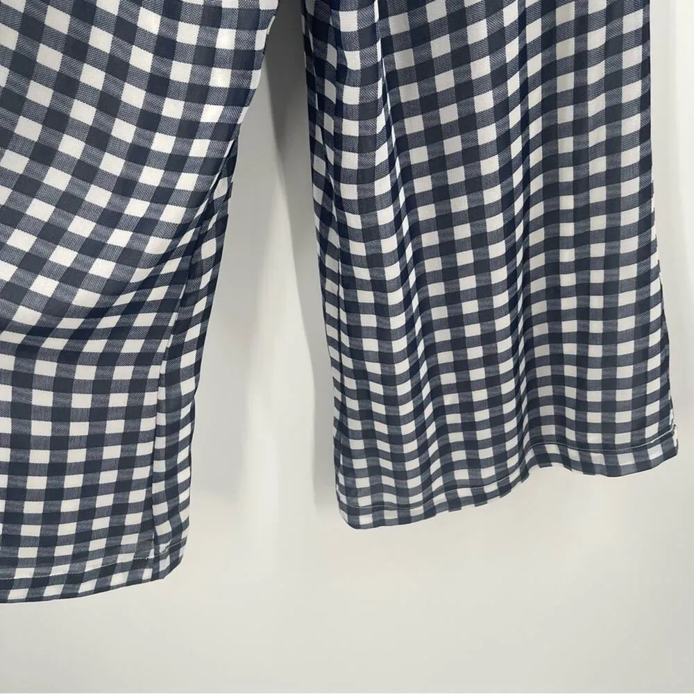 Skylar + Madison  Jumpsuit Size Small Gingham Navy White Cutout Tie Front Light - Image 13