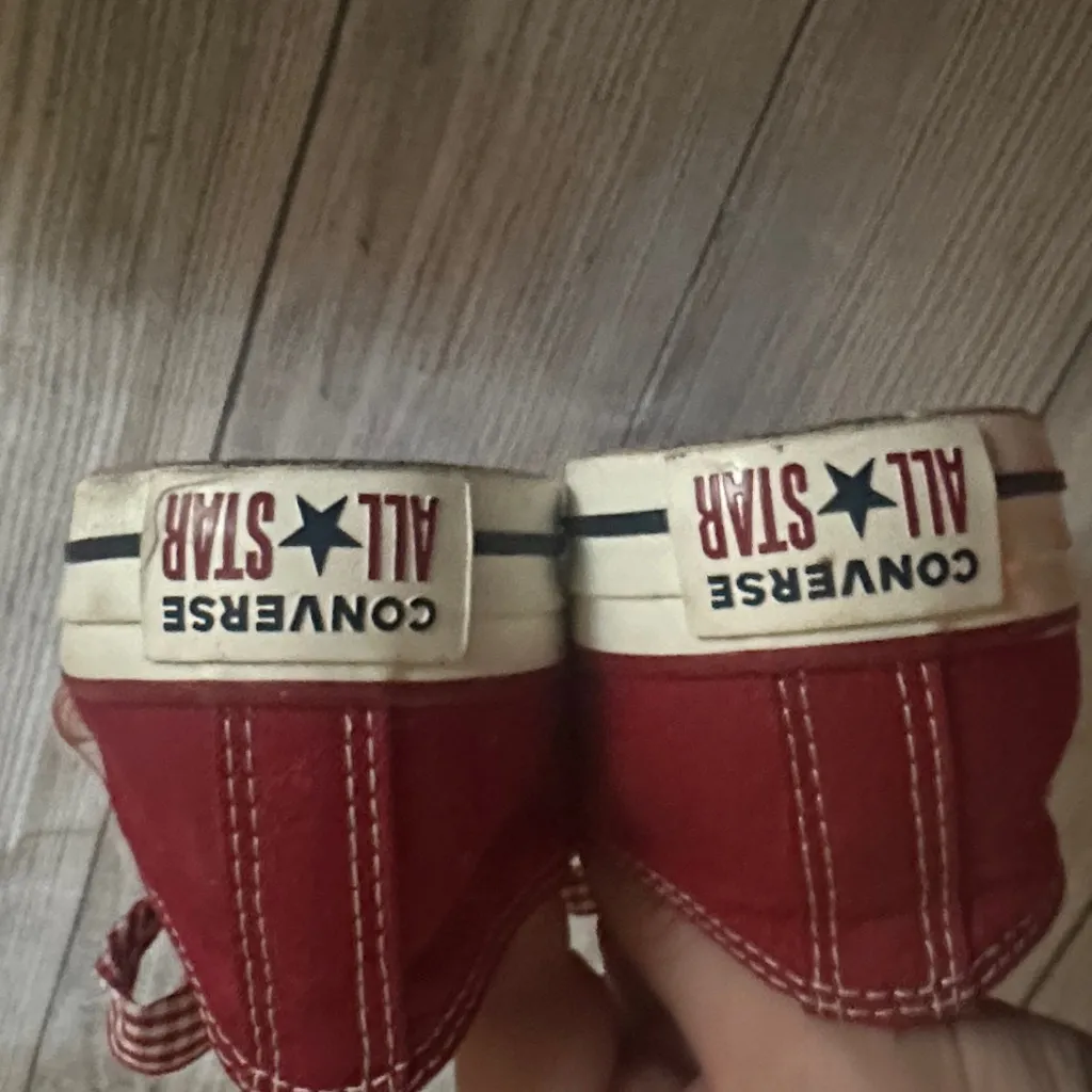 Converse Maroon Gingham Plaid Laced Chuck Sneakers 8.5 - Image 3