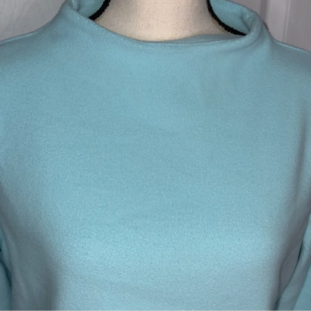 Talbots Cozy Fleece Mock Neck Pullover Aqua Blue Women's Sweatshirt size Medium - Image 4