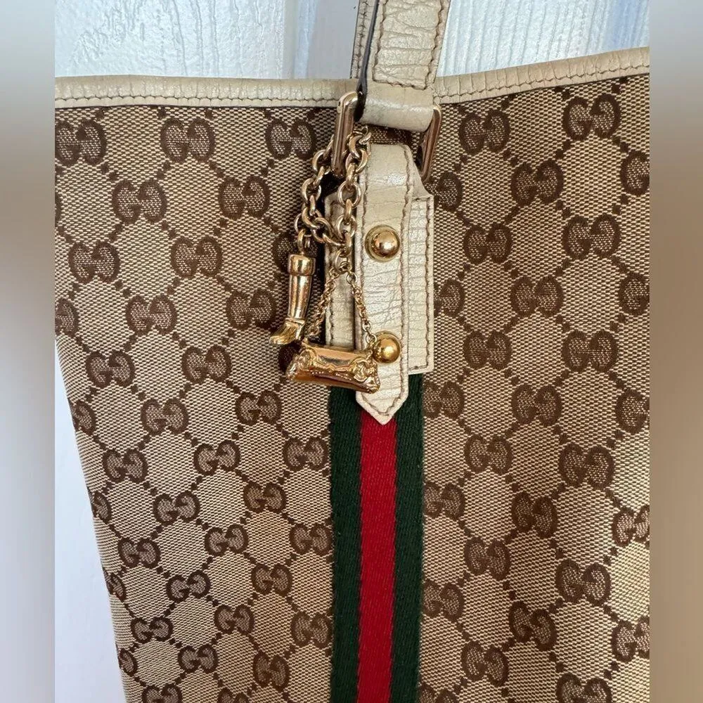 GUCCI GG Canvas Web Jolicoeur Tote includes monogrammed GG Black Dust Bag - Image 5