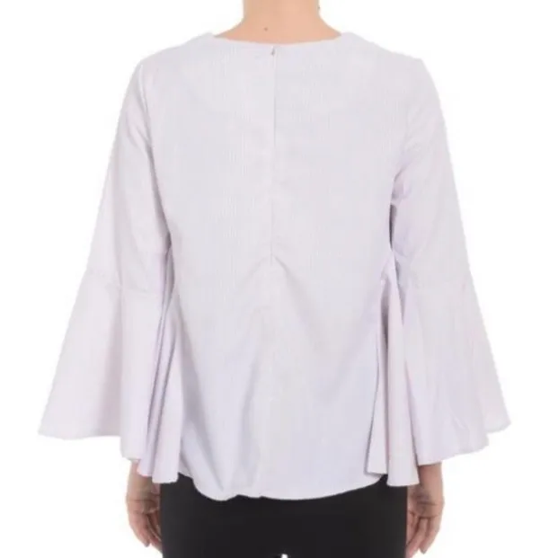 Romeo & Juliet Couture fan-sleeved pinstriped blouse / M / EUC* - Image 4