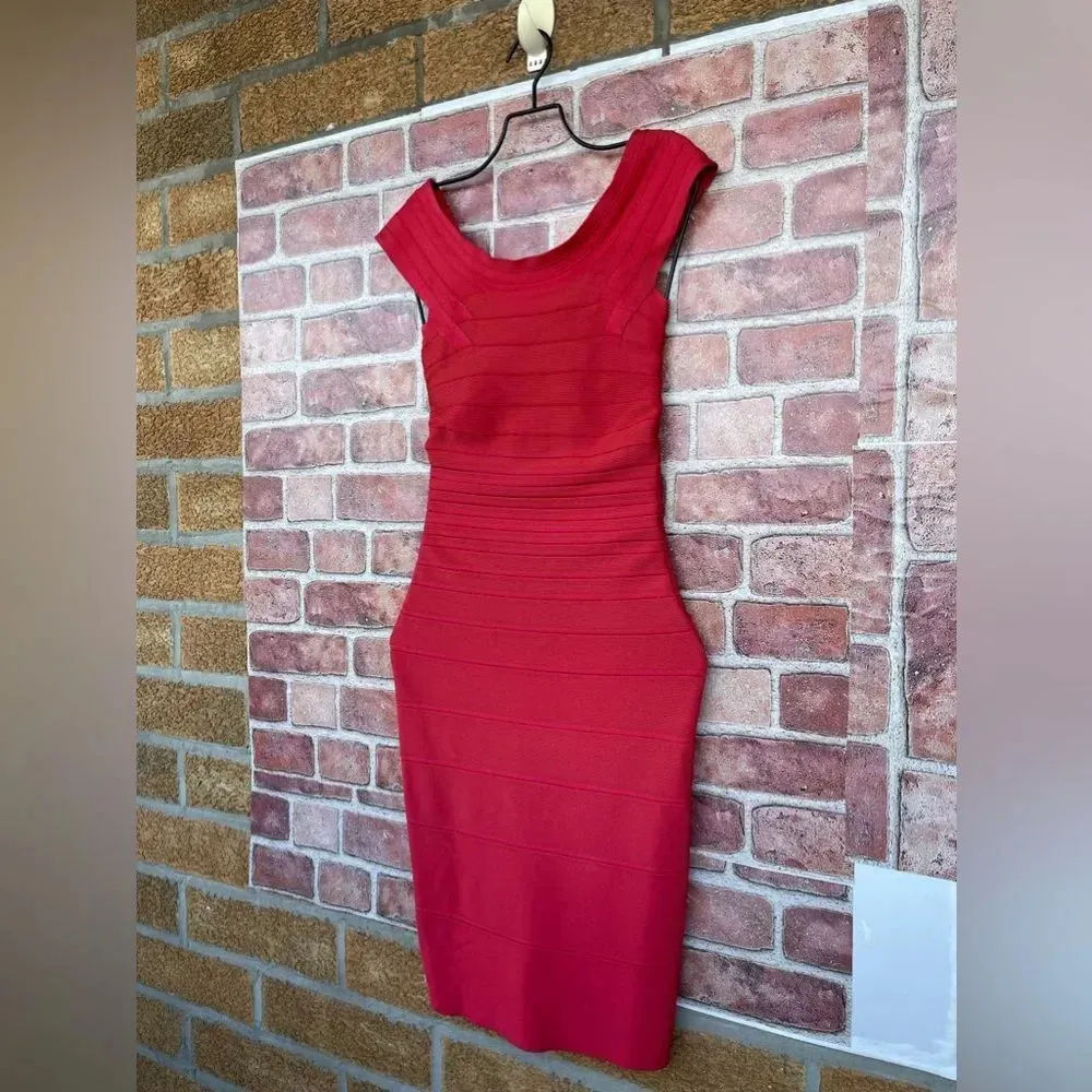 Hervé Léger Coral Bodycon Dress size XS - Image 5