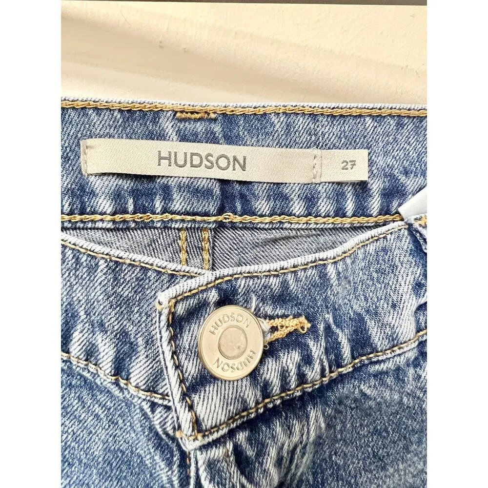 Hudson Rosie High Rise Ripped Wide Leg Jeans Golden Destructed Women's Size 27 - Image 4