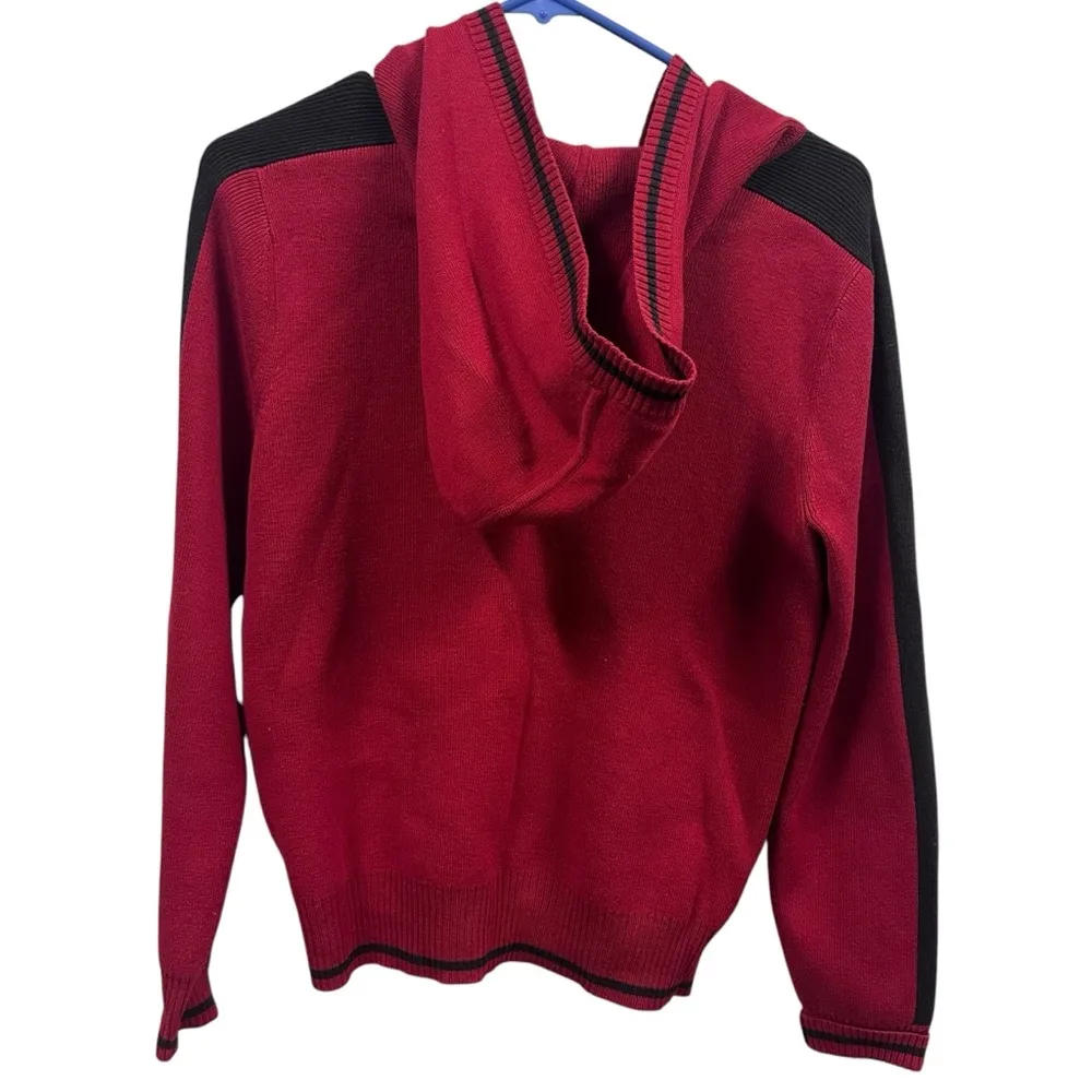 Vintage SJB Active by St Johns Bay Red Black Full Zip Cardigan Hooded Sweater M Size M - Image 6