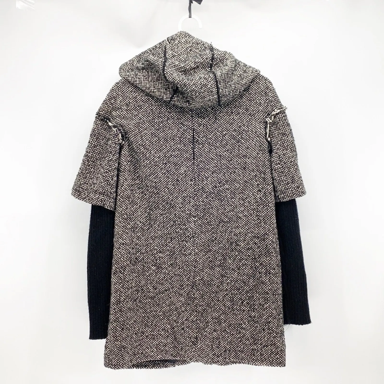 Zara Basic Tweed Full Zip Jacket Black White Marled Chic Office wear size M - Image 3