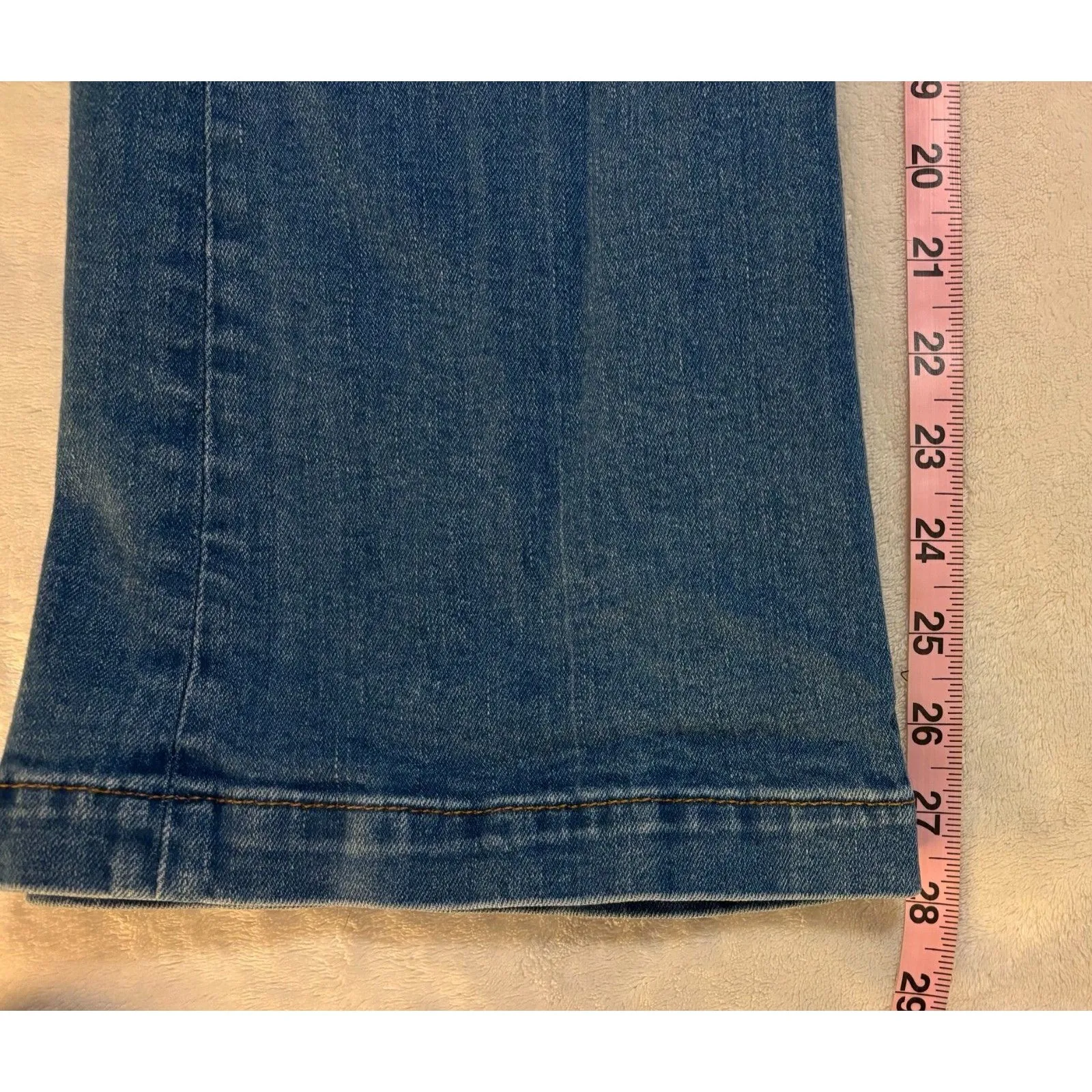 Ann Taylor LOFT Curvy High Rise Slim Flare Jeans Vintage Mid Indigo 6 28 Petite - Image 9