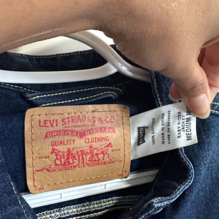 Levi's Easy Rider denim jacket dark wash moto western street wear size M - Image 5