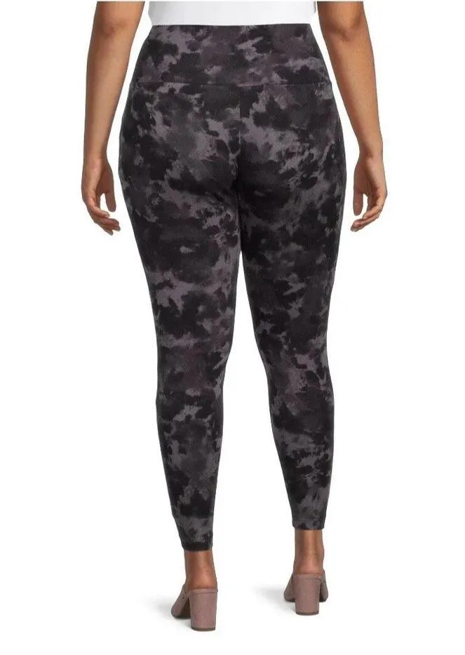 Terra & Sky Womens Black Tie Dye High Rise Ankle Leggings Size 1X 16W-18W New - Image 6