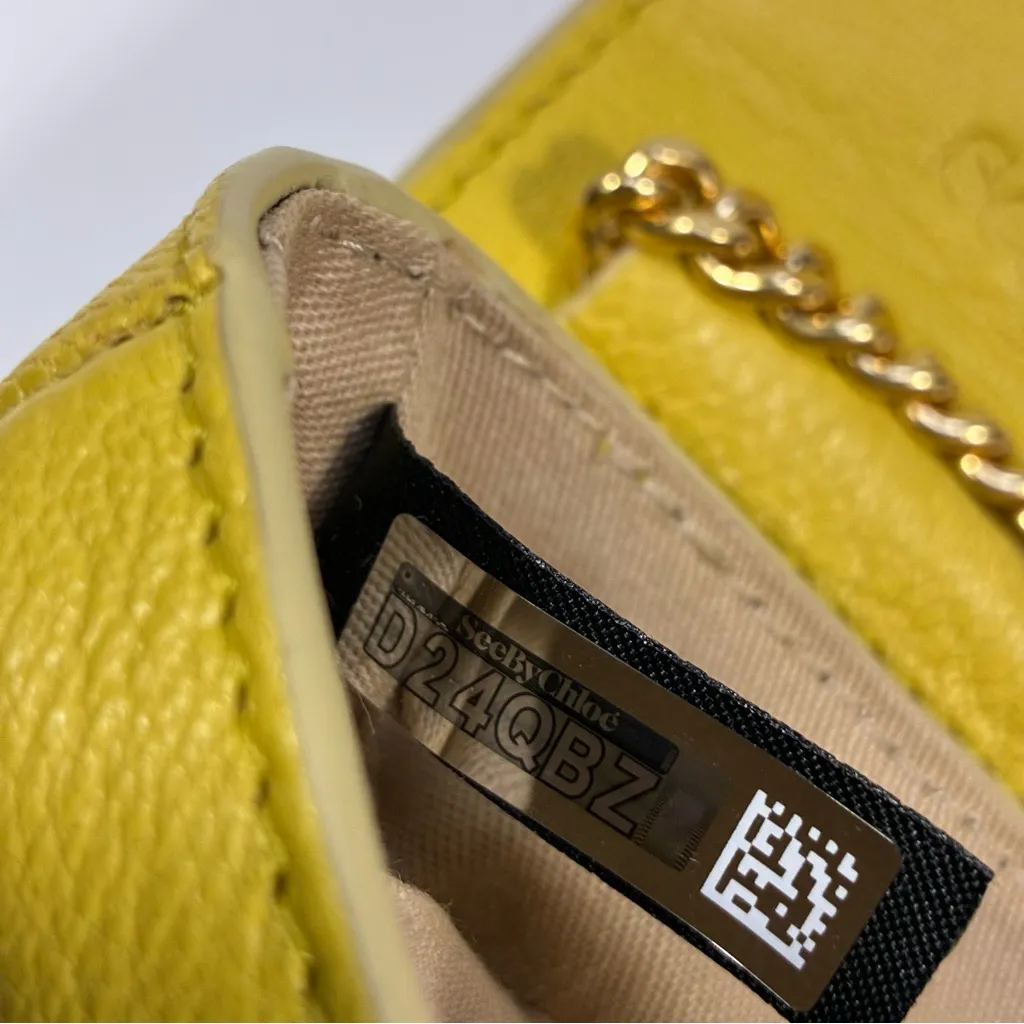 See by Chloe Keyring With Leather Pouch Goat Leather Pure Yellow NEW Gift - Image 16