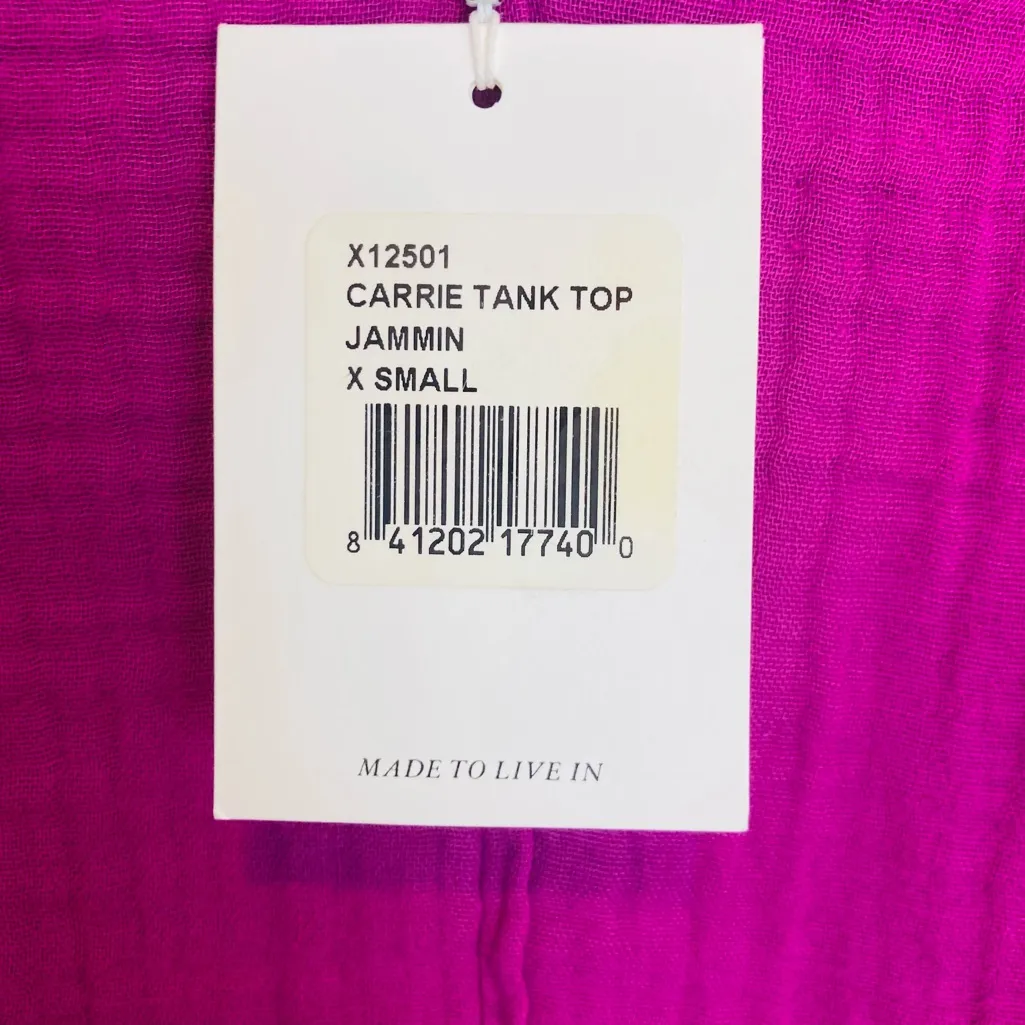XiRENA fuschia colored cotton gauze “Carrie” sleeveless top with split neck. XS Pink - Image 3