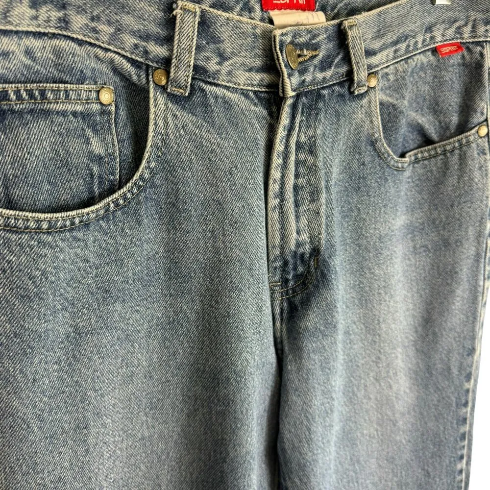 Vintage Esprit 100% Cotton Medium Wash Straight Leg High Rise Denim Jeans Size 9 - Image 3