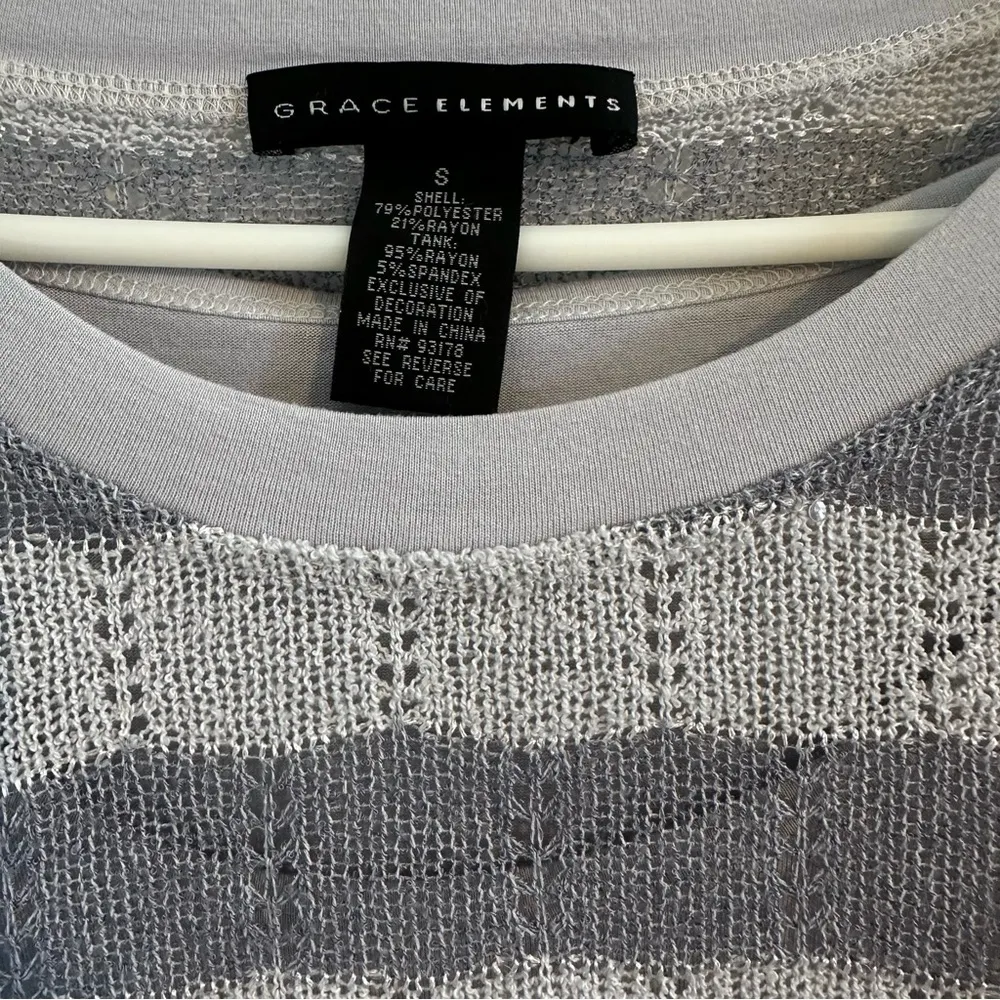 2 piece tank & tunic grayish blue stripe Blue top size small - Image 2