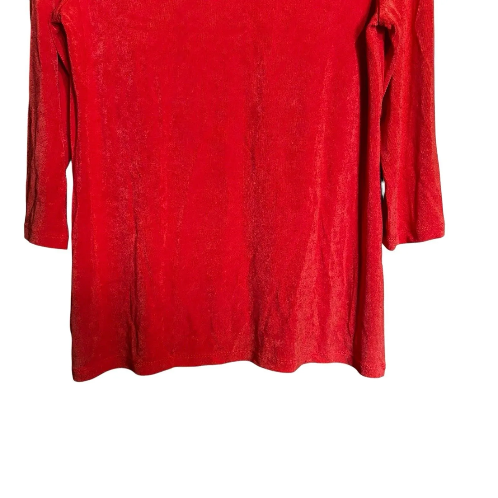 Chicos Travelers Top Women Medium 1 Red Slinky Stretch Crisscross Neck Blouse - Image 4