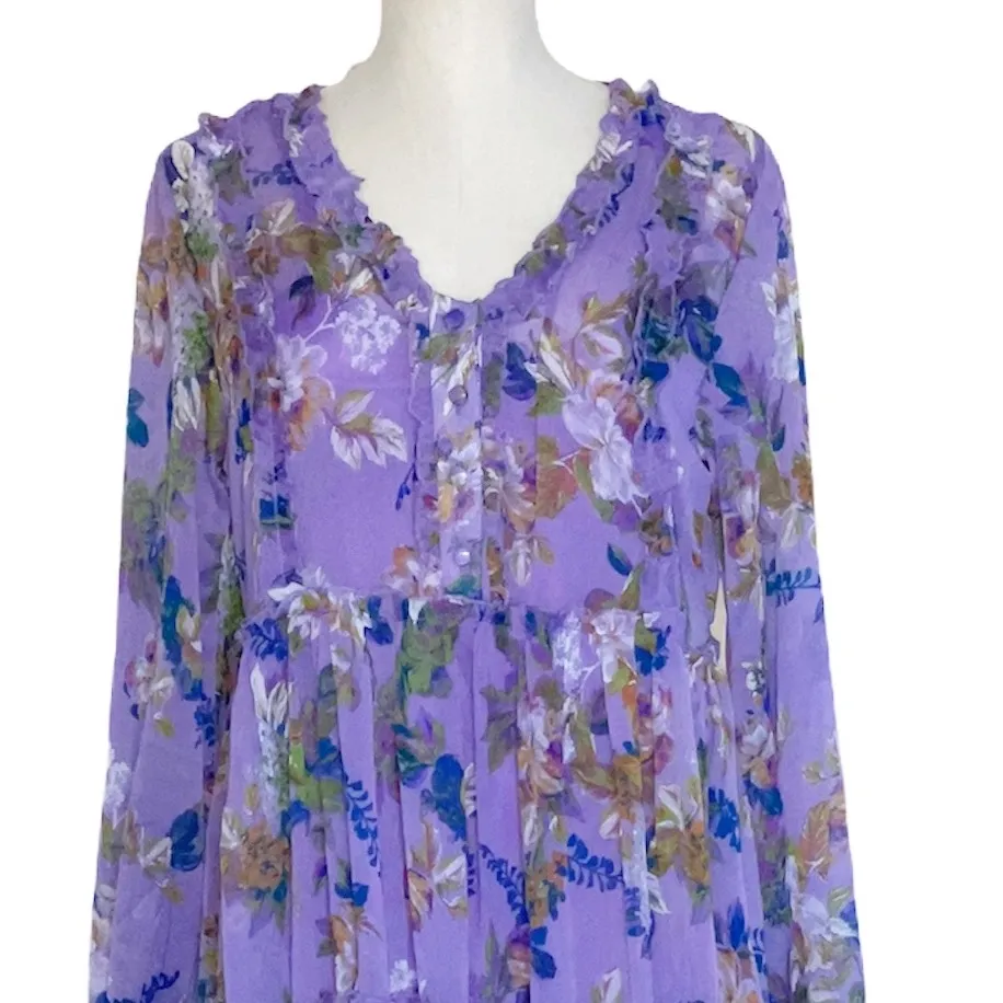 NWT Laura Ashley Boho Tired Ruffle Floral Midi Dress - Image 5