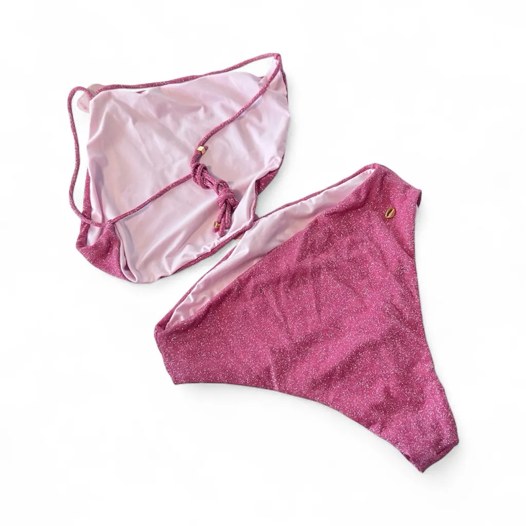 Baobab Kira One Piece Swimsuit Seashell Metallic Mauve Pink Sz M Size M - Image 6