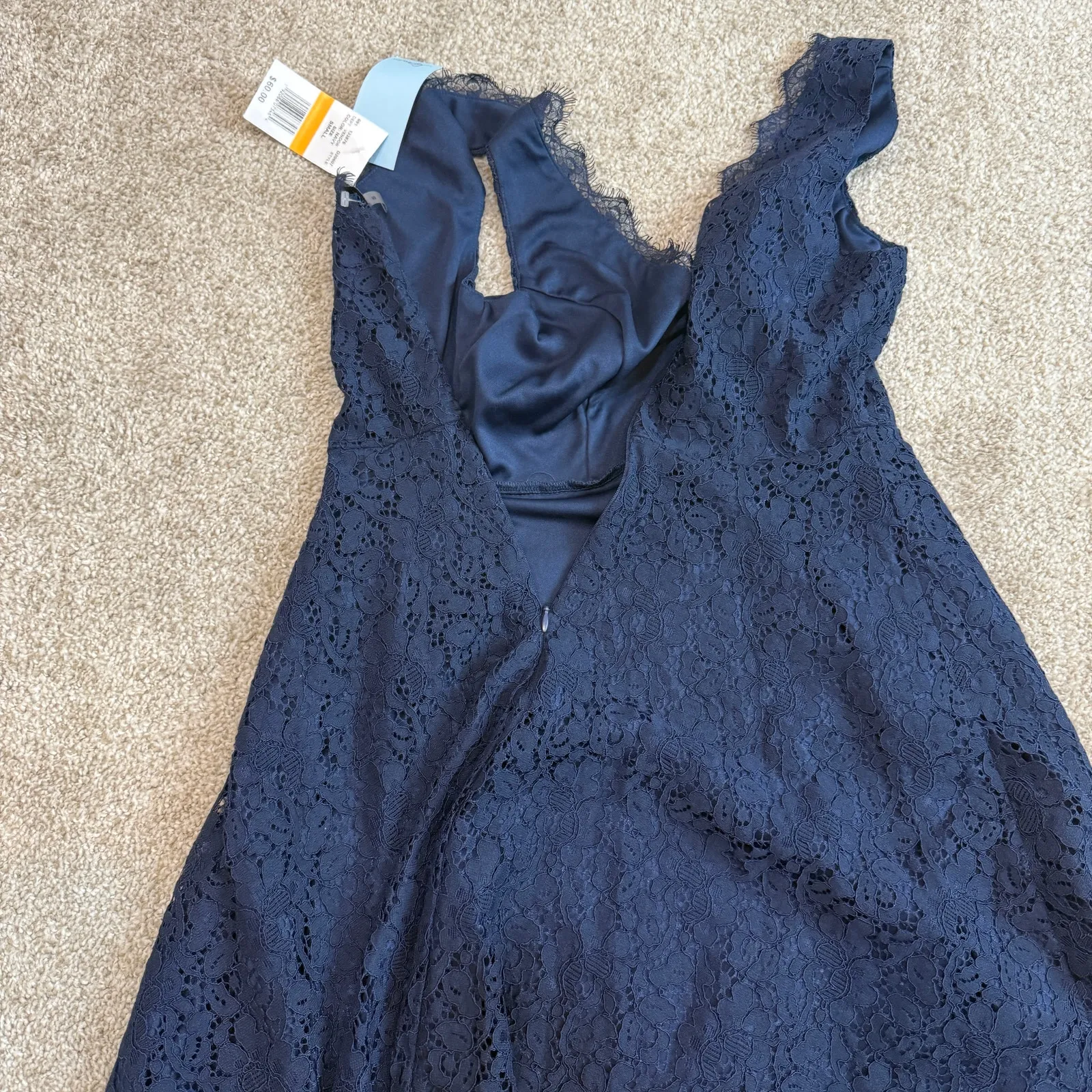 Soprano small lace overlay v neck fit and flare dress D4 2418 - Image 8