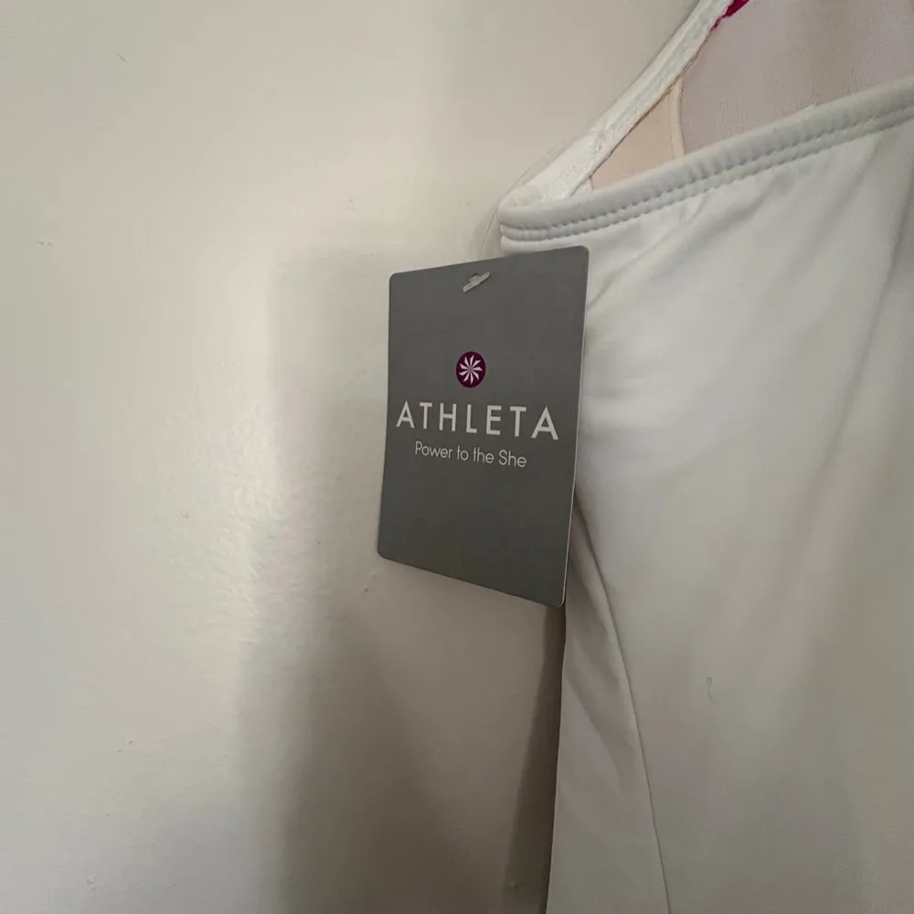 Athleta Kokomo swim Dress, M, white scrunch neck racerback dress - Image 4