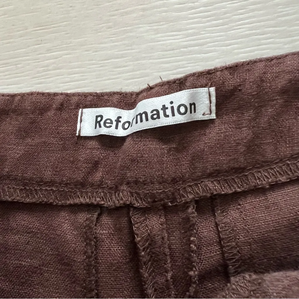 Reformation Linen Trouser Pants Size 6 Petite - Image 2