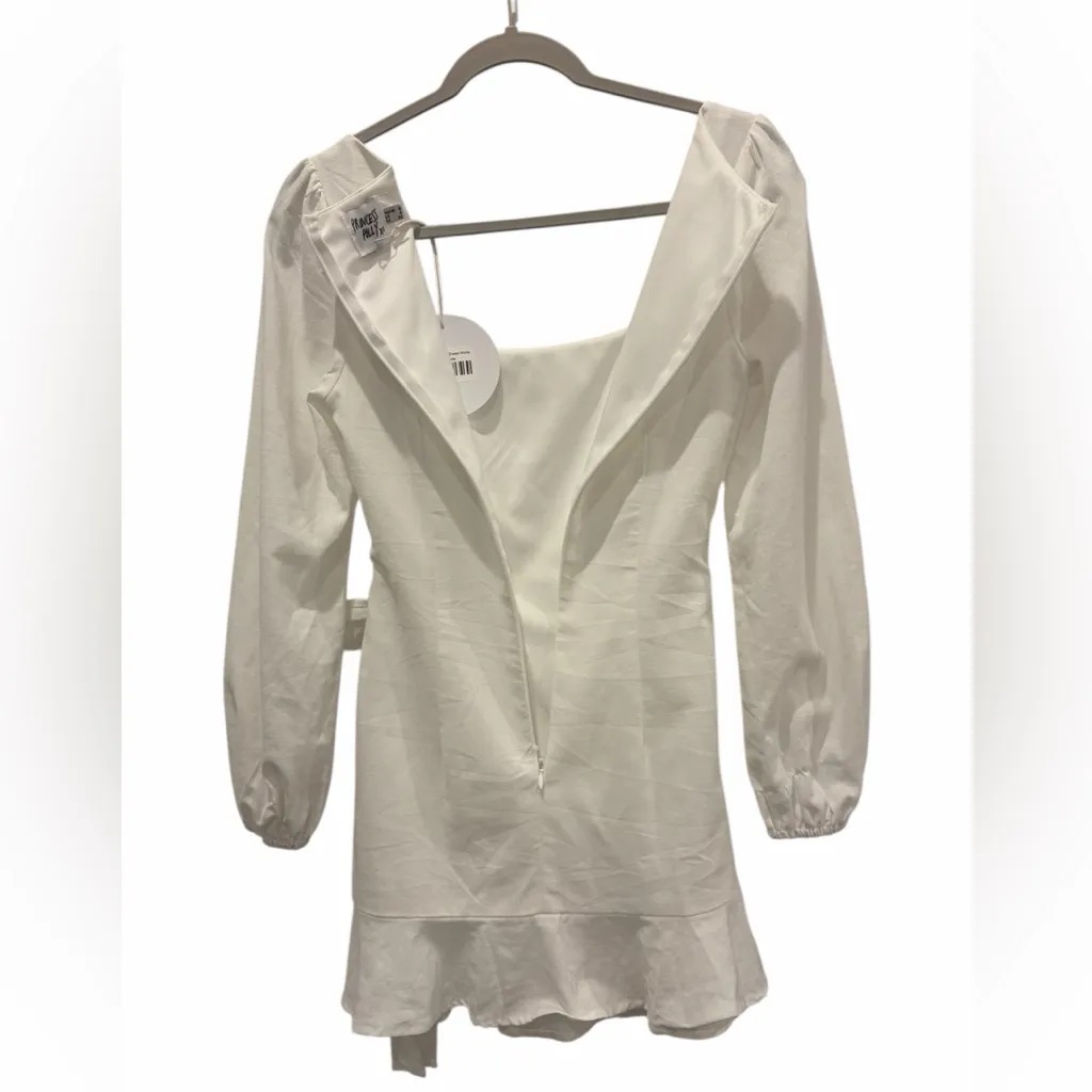 NWT Princess Polly The Villa White Long Sleeve Mini Dress Size 4 FLAW Old Money - Image 3