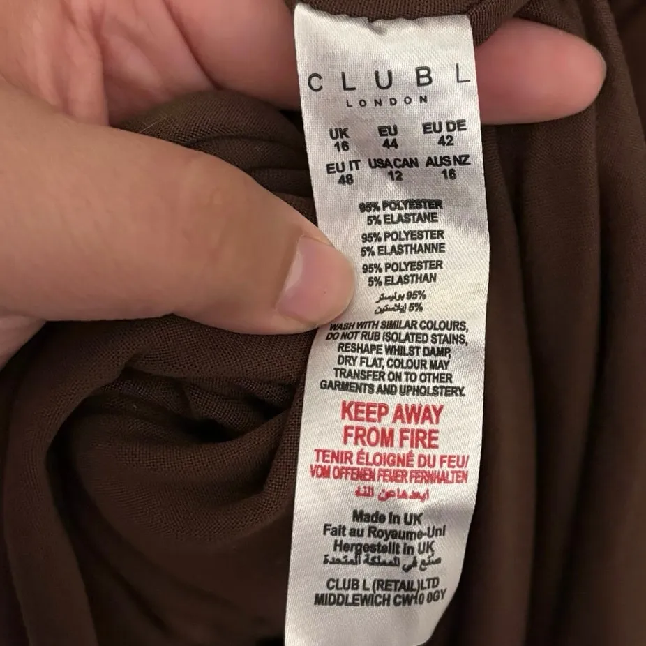 New Club L London Brown Perrie Halter Neck Maternity Maxi Dress Size UK 16 US 12 - Image 7