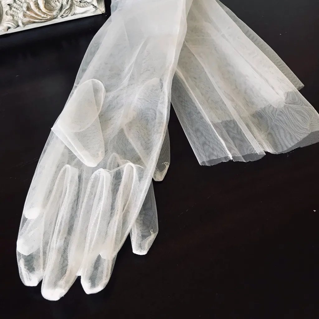 Sheer White Mesh Gloves - Image 4