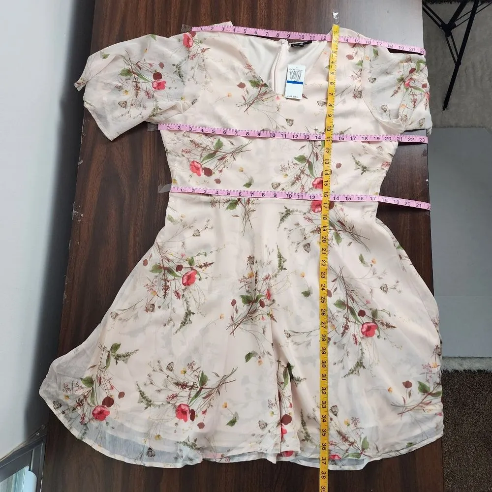 Bobeau B collection Flare Dress Rose Floral Chiffon Casual Coquette Size XL - Image 8