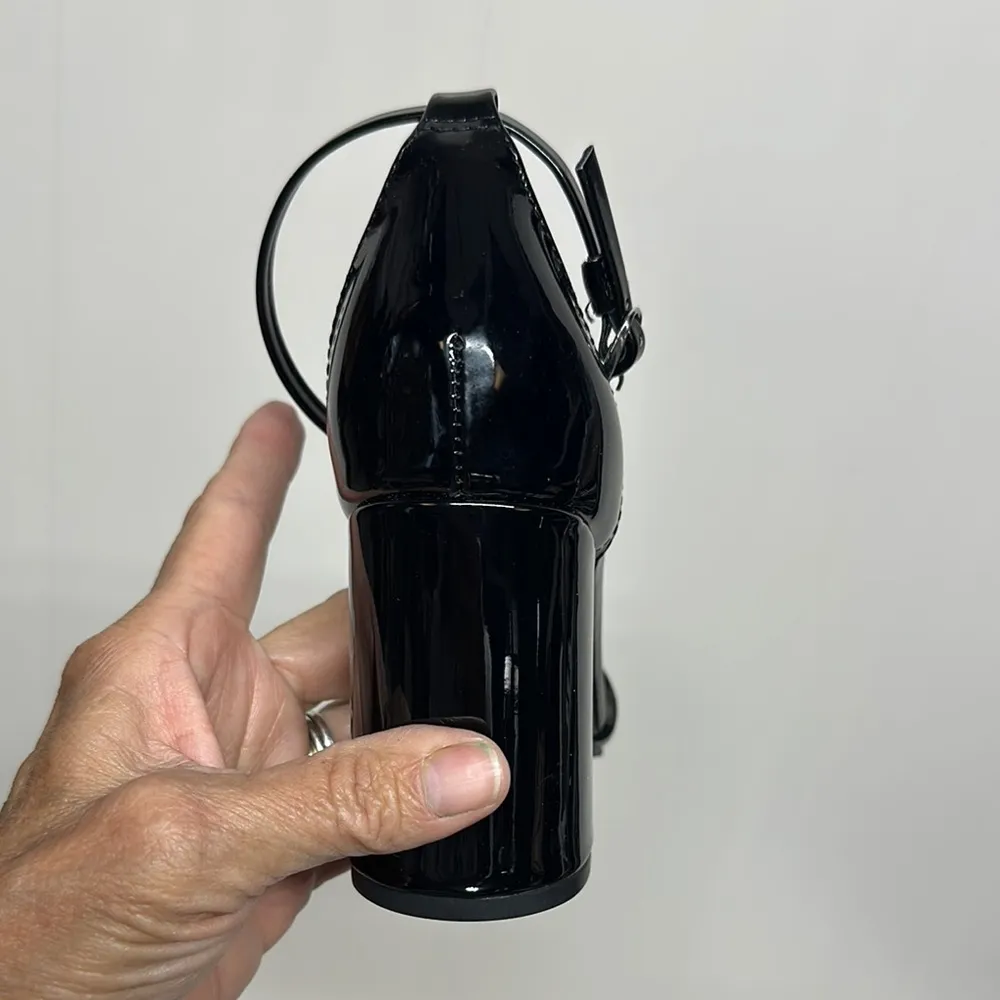 Kaari Blue Black Peep-Toe Heels with Ankle Strap - Image 8