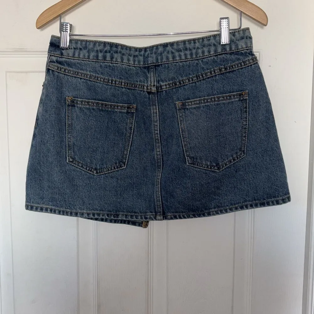 Future Collective Asymmetrical Blue Denim Skirt Size 6 - Image 3