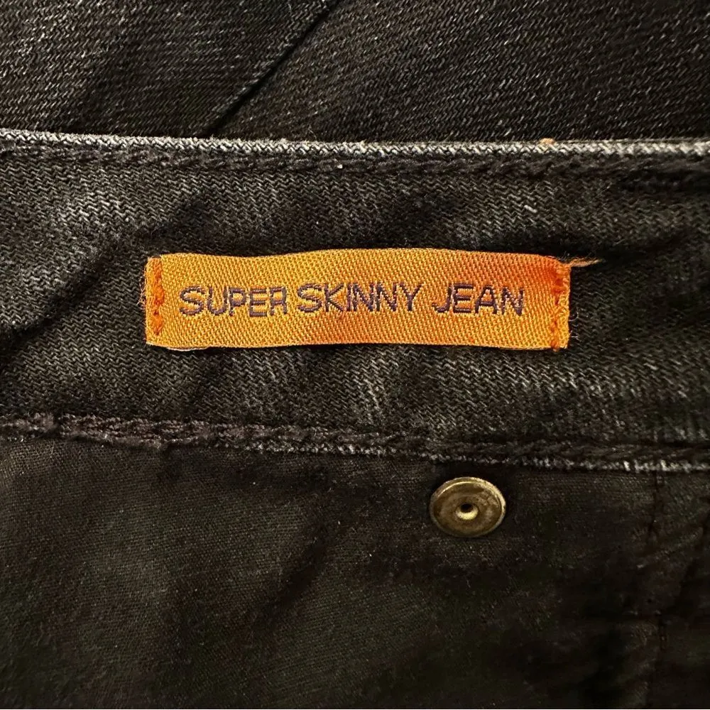 Tory Burch Super Skinny Jeans Women's Size 25 Black Ankle Zip Denim Stretch‎ - Image 7