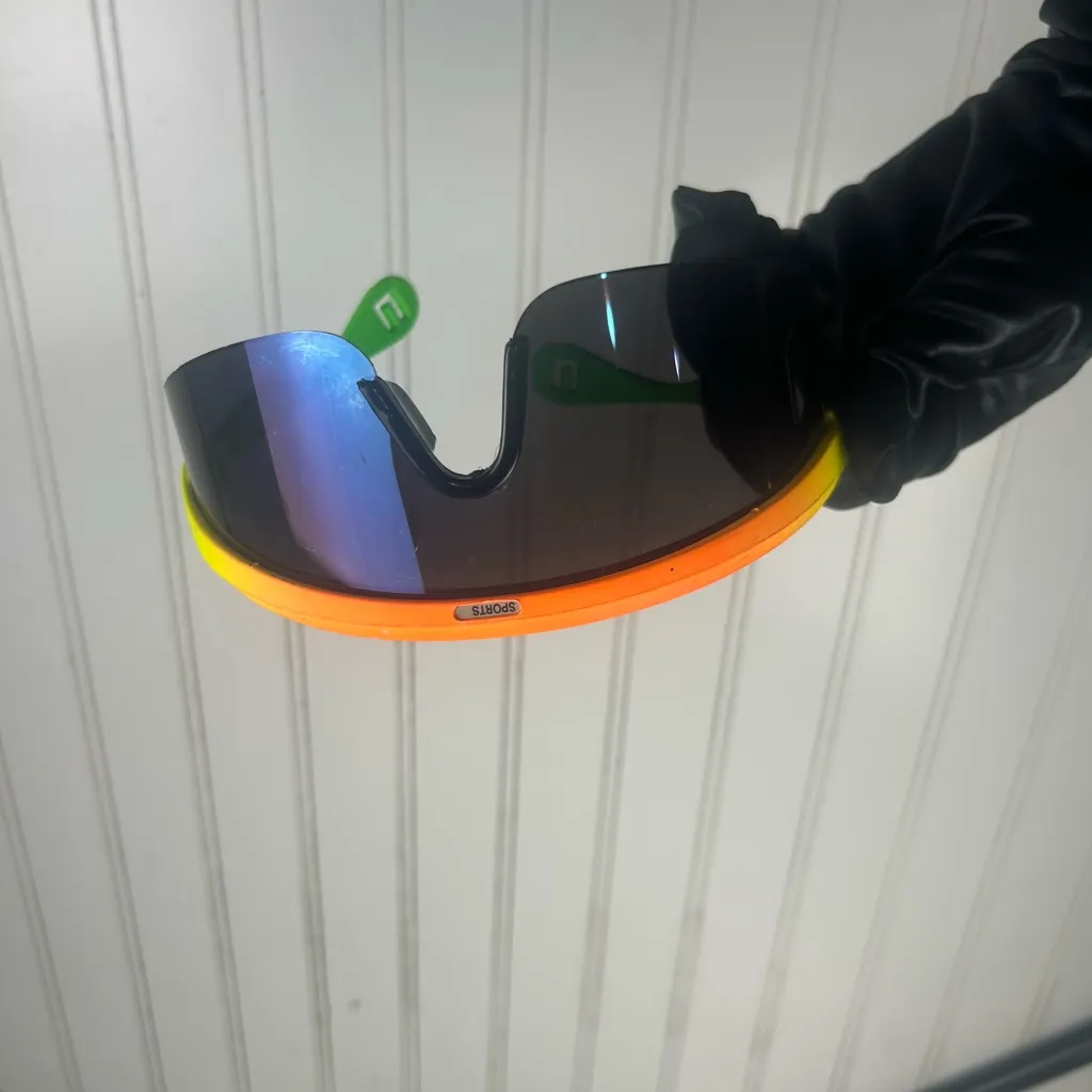 Sports Sunglasses Neon Wraparound Shield UV400 Unisex Yellow - Image 7