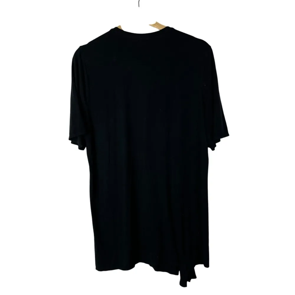 Fabletics Black Crewneck Tie Drape Front Short Sleeve Athletic T-Shirt M - Image 2