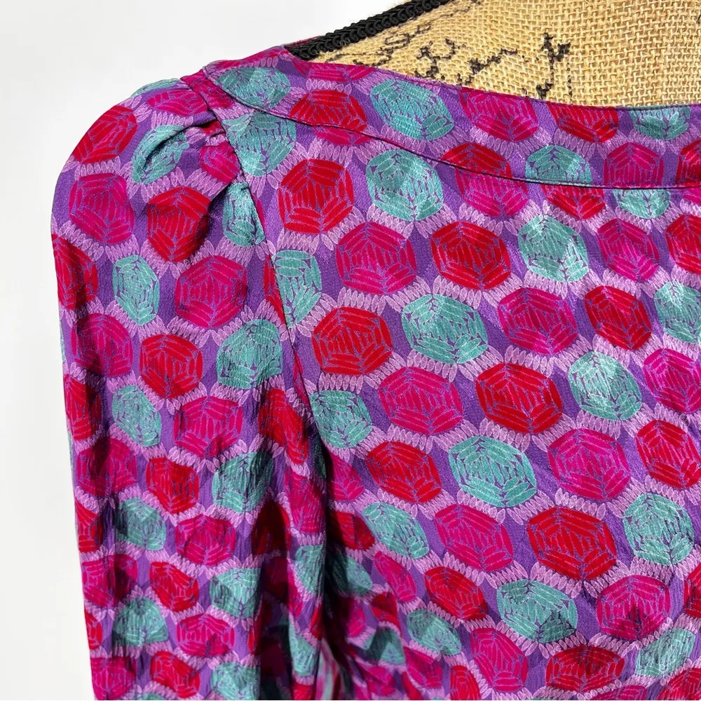 Vintage Saks Fifth‎ Avenue Silk Blouse Classy Chic 80's Luxury Colorful Artsy - Image 4