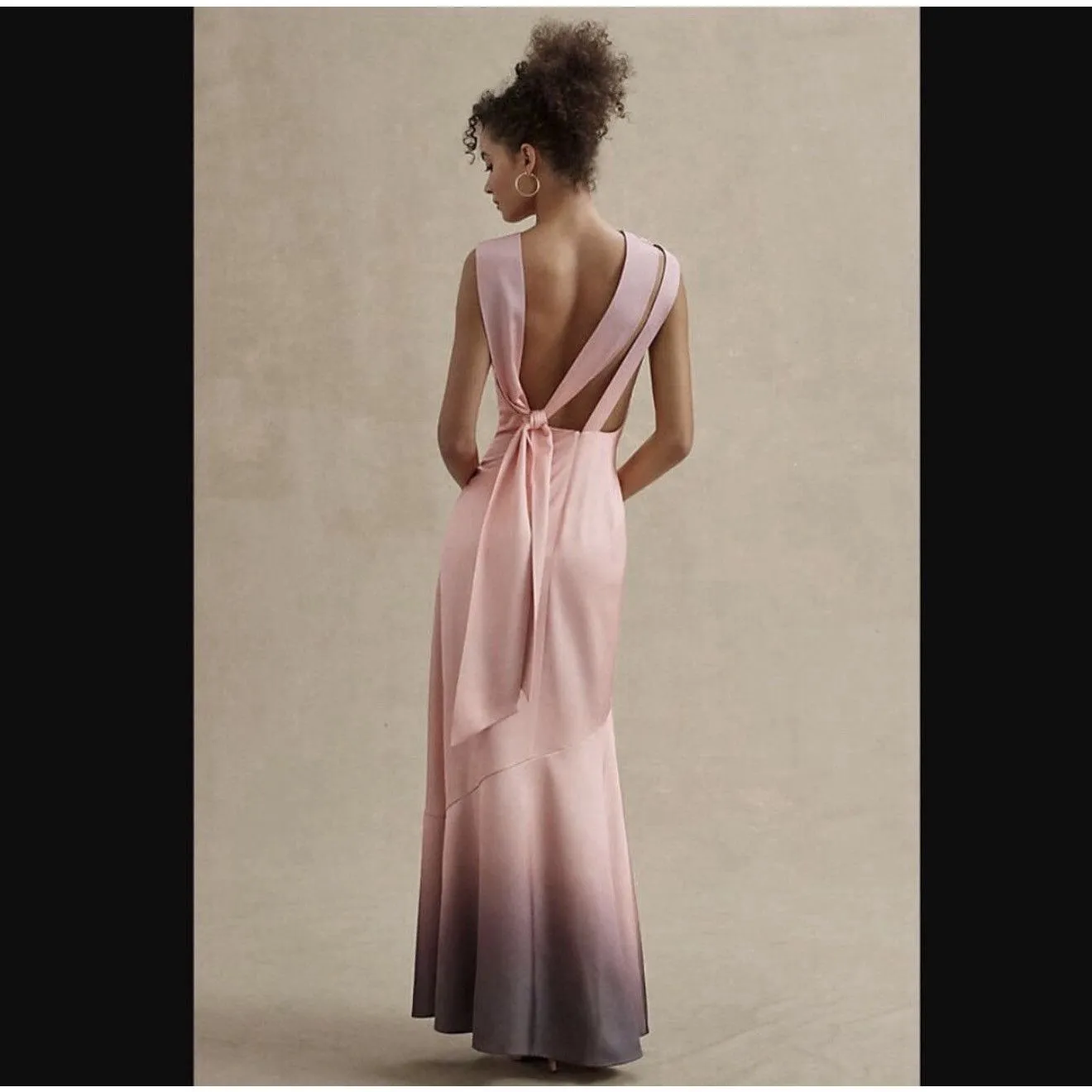 Anthropologie Significant Other Lana Cowl-Neck Tie-Back Satin Maxi Dress size 6 - Image 8