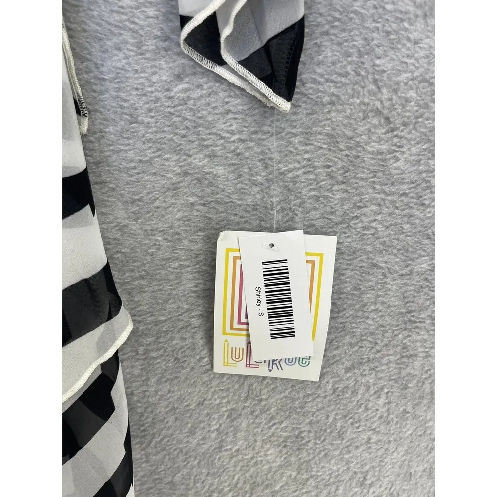 Lularoe Women's Coverup Long Sheer Short Sleeve Abstract Black White Small - Image 4
