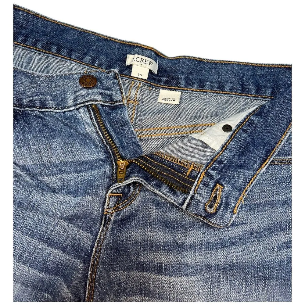 J Crew Shorts Womens 26 Cut Off Raw Hem Wiskerking Boho Denim Jean Blue - Image 10