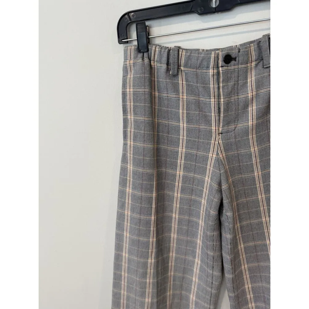 Maje Perse Plaid Wide-Leg Cropped Pants Elastic Waist - Size 34 U.S. Small - Image 5
