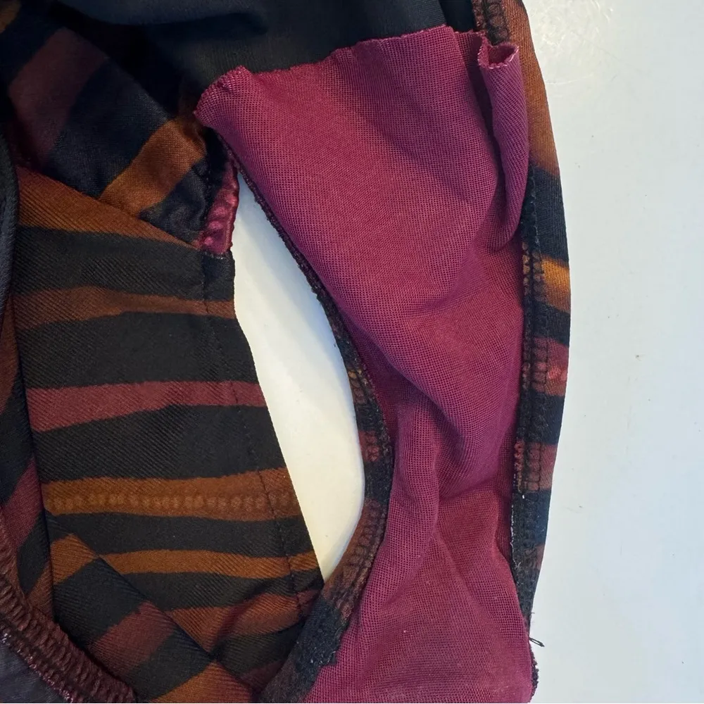 Miraclesuit Striped Bronze Brown Black Maroon 12 Slimming Ruched One Piece Suit - Image 10