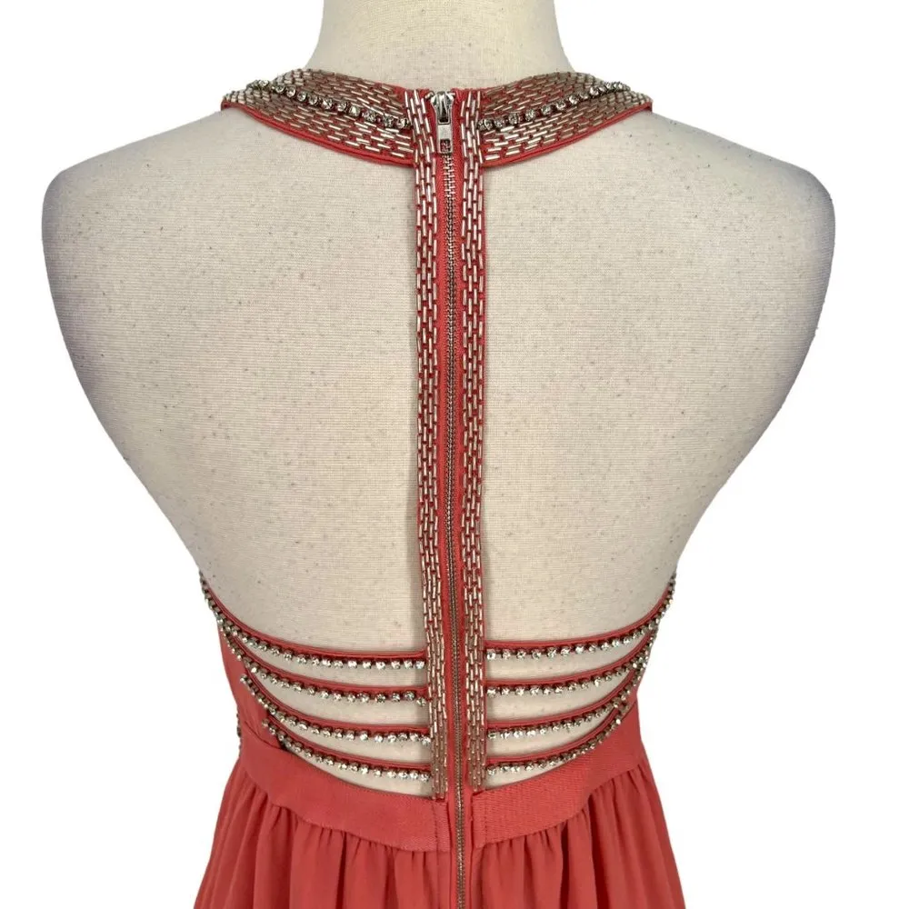 The Clothing Company Metallic Rhinestone Trimmed Maxi Dress Rose Size Medium NWT - Image 7