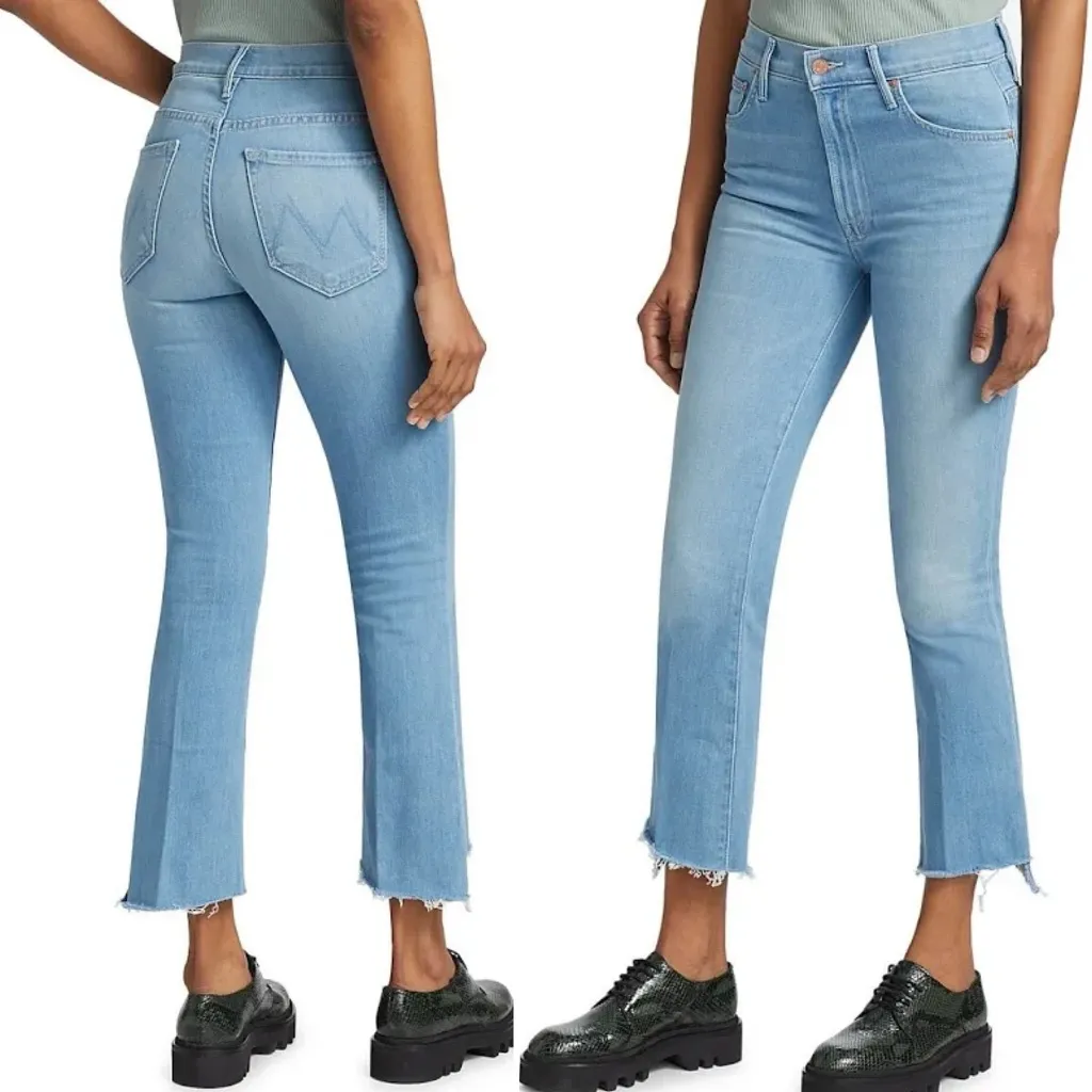 Mother Denim The Insider Crop Step Fray in Hold My Hand Light Wash Size 28 Blue - Image 4