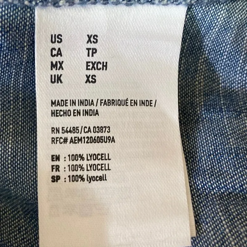 American Eagle Blue Zip Long Sleeve Denim Jean Chambray Bomber Jacket Coat Sz XS - Image 7