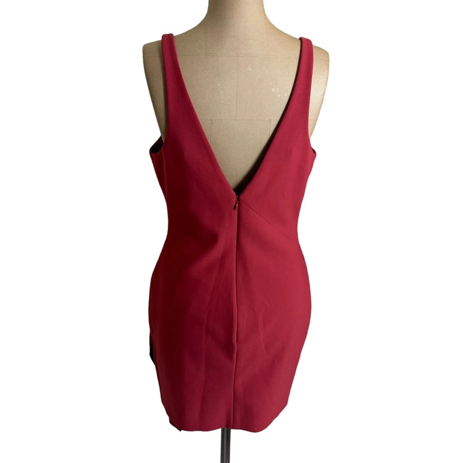 Cinq a Sept Mini Dress Red Mallory V Neck Tank Ruffle Trim New Size 6 - Image 4